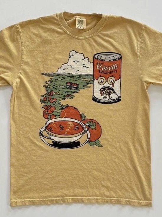 Comfort Colors Tops - Upsetti Spaghetti Graphic Tee - Yellow